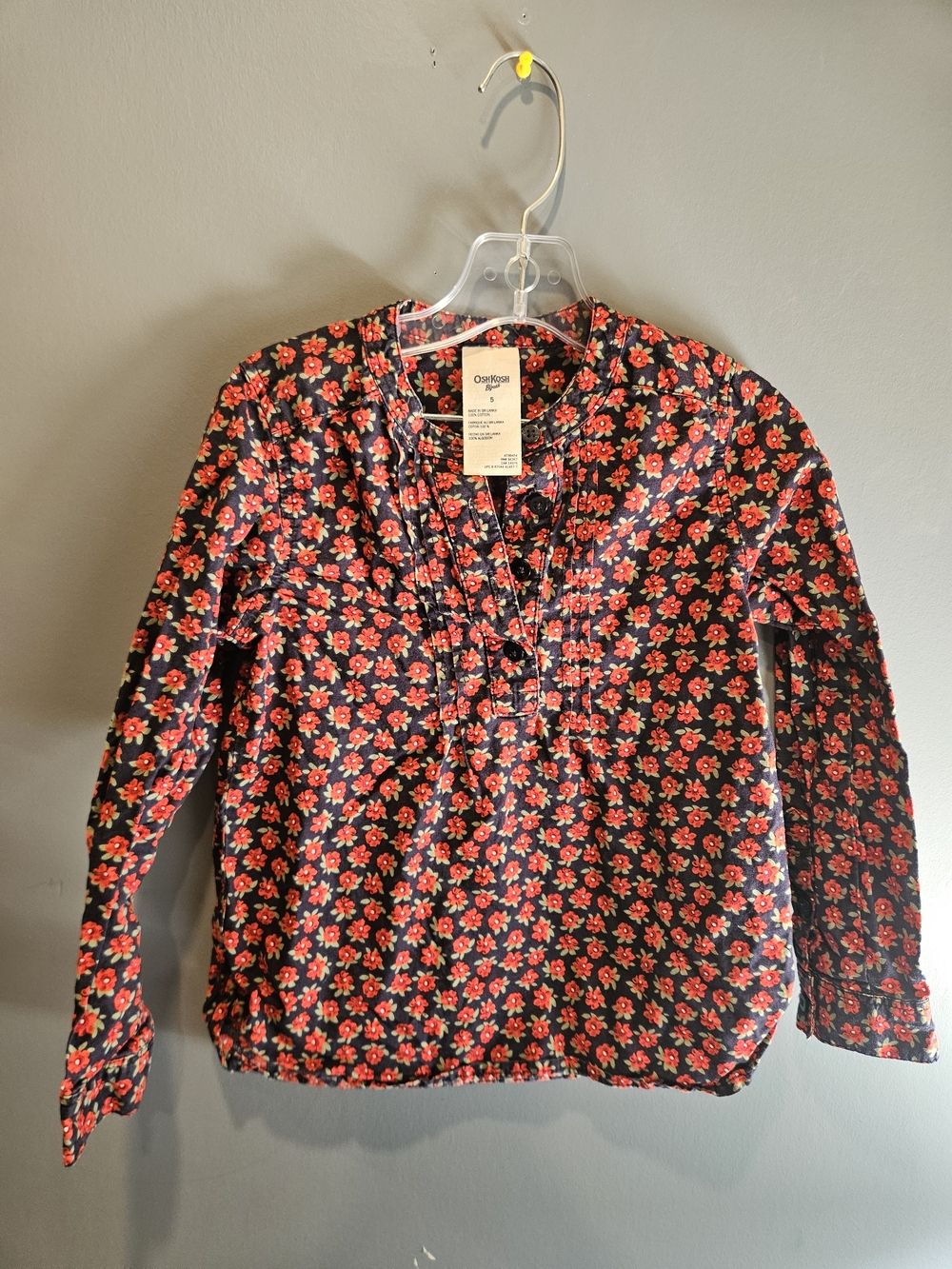 OshKosh B'gosh Black Floral Blouse with Red Flowers